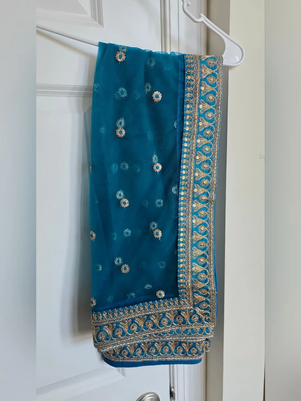 Teal Blue Embroidered Lehenga Choli – US  10 Large